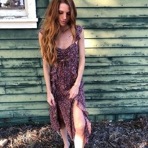 Brown Floral Midi Dress